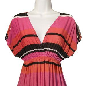 Try Me Once Love Me Forever Women's Medium Flare Dress Multicolored Short Sleeve